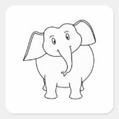 Witte olifant. vierkante sticker (Voorkant)