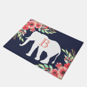 Witte Olifant Waterverf Bloemen | Gepersonaliseerd Deurmat (Schuin)