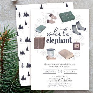 Witte Olifant Winter Krans Cadeau Uitwisseling Fee Kaart