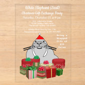 Witte Olifant Zeehond Kerstcadeau Uitwisseling Acryl Uitnodigingen (Voorkant)