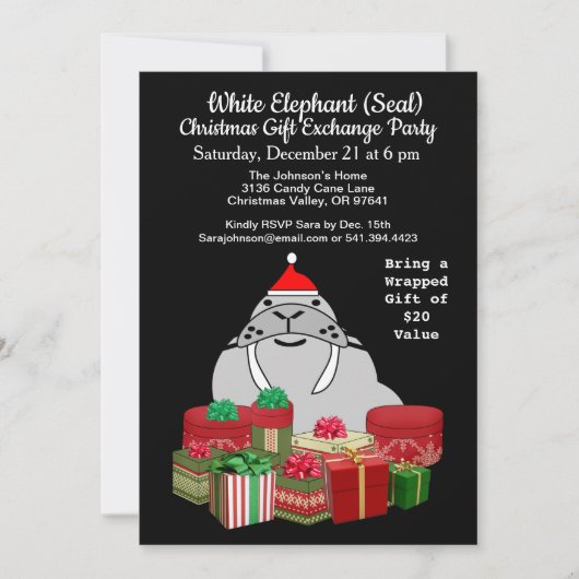 Witte Olifant Zegel Kerstmis Gift Exchange Kaart (Voorkant)