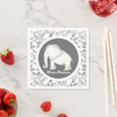 Witte olifant zilveren glitz kerstfeest servet (Insitu)