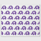 Witte Olifanten Baby Meisje Jongen Paarse Plum VIP Cadeaupapier (Vlak)
