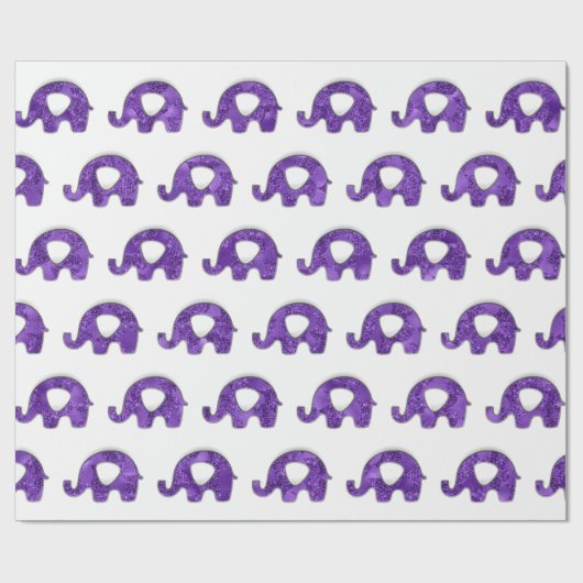 Witte Olifanten Baby Meisje Jongen Paarse Plum VIP Cadeaupapier (Vlak)