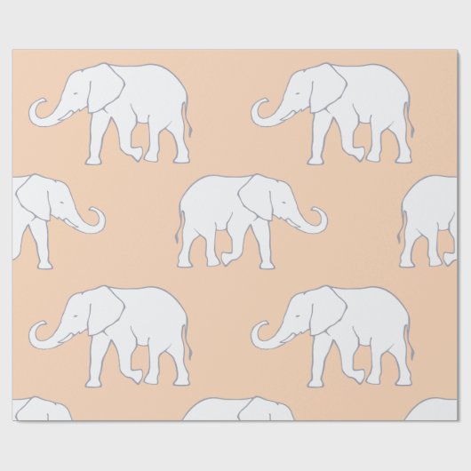 Witte olifanten cadeaupapier (Vlak)