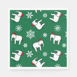 Witte Olifanten Feest Kerstmis (Groen) Servet