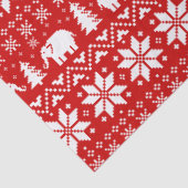 Witte Olifanten Kerst Vakantie Patroon Rood Tissuepapier (Detail)