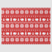 Witte Olifanten Kerst Vakantie Patroon Rood Tissuepapier (Voorkant)