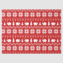 Witte Olifanten Kerst Vakantie Patroon Rood Tissuepapier
