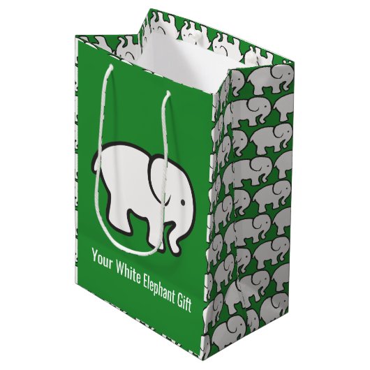 Witte Olifanten Ontwerp Cadeautas (Voorkant Gekanteld)