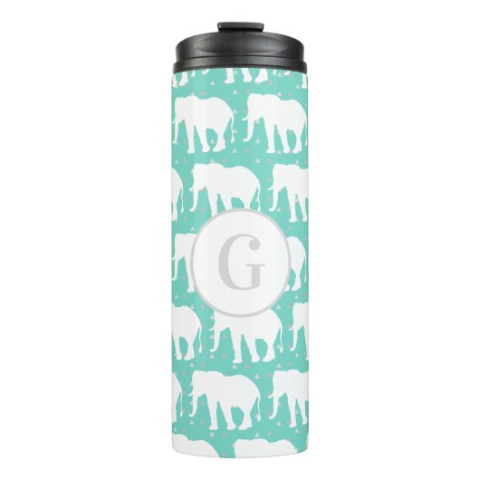 Witte olifanten uit Bohemen en grijze driehoeken Thermosbeker (Voorkant)