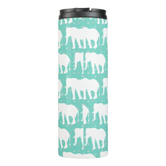 Witte olifanten uit Bohemen en grijze driehoeken Thermosbeker (Achterkant)