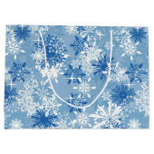 Witte olifantenblauwe sneeuwvlok kersttas large cadeautasje (Achterkant)