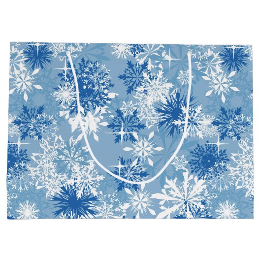 Witte olifantenblauwe sneeuwvlok kersttas large cadeautasje (Achterkant)