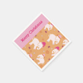 Witte olifantenpatroon roze en oranje kerst servet (Hoek)