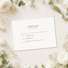 Witte & Olijfgroene Minimalistische Monogram RSVP Kaartje