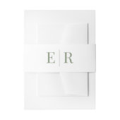 Witte & Olijfgroene Minimalistische Monogram Uitno Uitnodigingen Wikkel (Voorkant Voorbeeld)