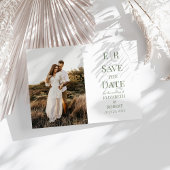 Witte & Olijfgroene Monogram Foto Save the Date Ka Kaart