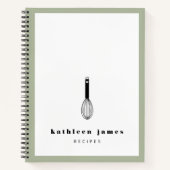 Witte Olijfgroene Schattigee Balloon Whisk Notitieboek (Voorkant)