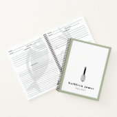 Witte Olijfgroene Schattigee Balloon Whisk Notitieboek (Binnen)