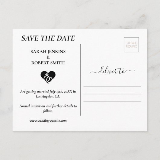 Witte Ombre Pas getrouwd Foto Bruiloft Save The Da Aankondigingskaart (Achterkant)