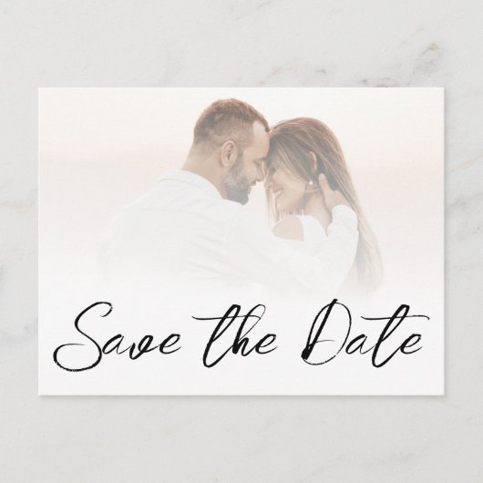 Witte Ombre Pas getrouwd Foto Bruiloft Save The Da Aankondigingskaart (Voorkant)