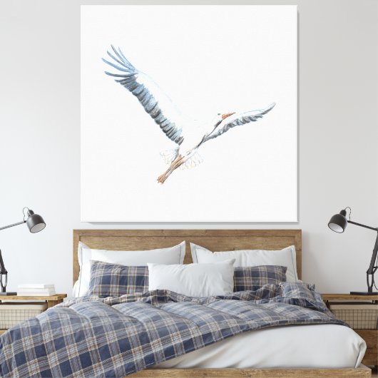 Witte ooievaar canvas afdruk (Insitu (Slaapkamer))