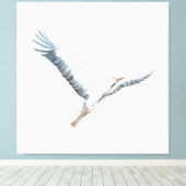 Witte ooievaar canvas afdruk (Insitu (Houten vloer))