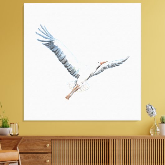 Witte ooievaar canvas afdruk (Insitu (Woonkamer))