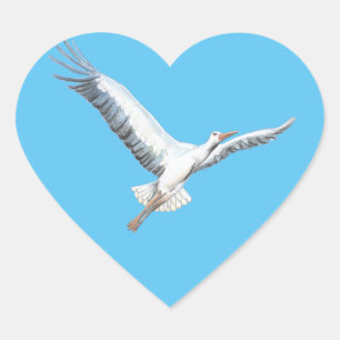 Witte ooievaar hart sticker