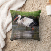 Witte ooievaar in briefkaart met metalen versierin kussen (Deken)