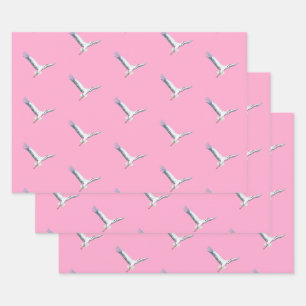 Witte ooievaar inpakpapier vel