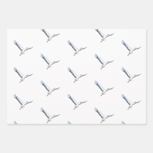 Witte ooievaar inpakpapier vel (Voorkant 3)