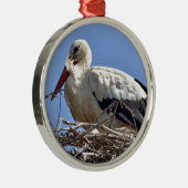 Witte ooievaar metalen ornament (Rechts)