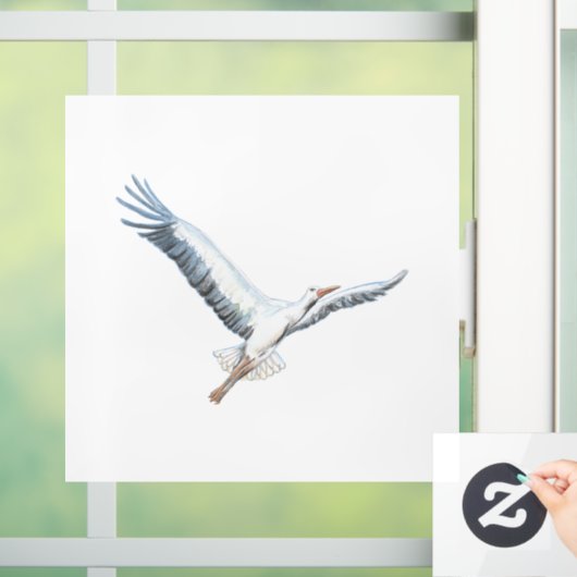 Witte ooievaar raamsticker (Huis)