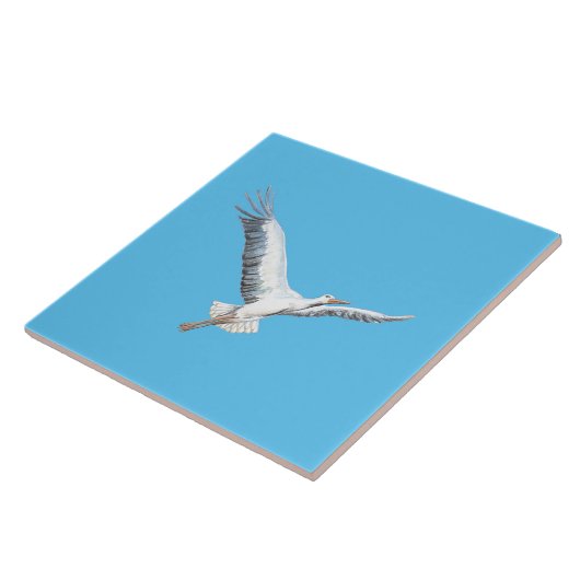 Witte ooievaar tegeltje (Zijkant)