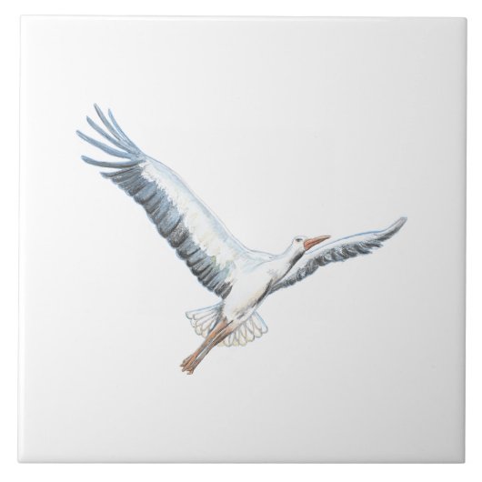 Witte ooievaar tegeltje (Voorkant)