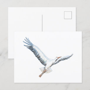 Witte ooievaar uitnodiging briefkaart