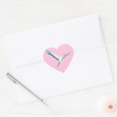 Witte Ooievaar Vliegende Pastel Roze Hart Sticker (Envelop)