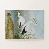 Witte ooievaar, vogelillustraties legpuzzel (Horizontaal)