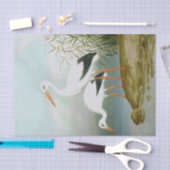 Witte ooievaar, vogelillustraties tissuepapier (Craft)