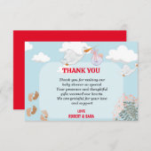 Witte ooievaar voor mooie baby Dank u kaart (Voorkant / Achterkant)