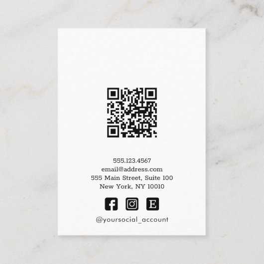 WITTE OORBEL DISPLAY LOGO SOCIALE PICTOGRAMMEN QR  VISITEKAARTJE (Achterkant)