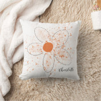 Witte oorse oranje moderne florale naamscript