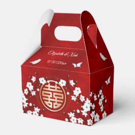 Witte Oosterse Bloem Rood  | Chinees Huwelijk Bedankdoosjes