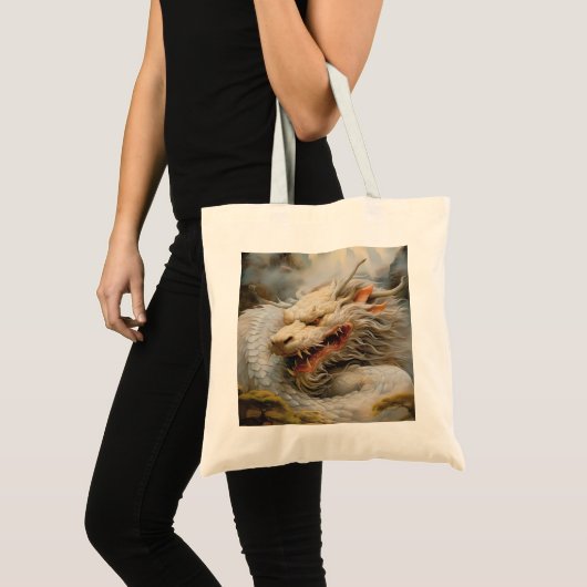 Witte oosterse draak tote bag (Voorkant (product))