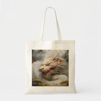 Witte oosterse draak tote bag