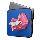 Witte oosterse kat laptophoes laptop sleeve (Voorkant Links)