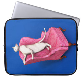 Witte oosterse kat laptophoes laptop sleeve