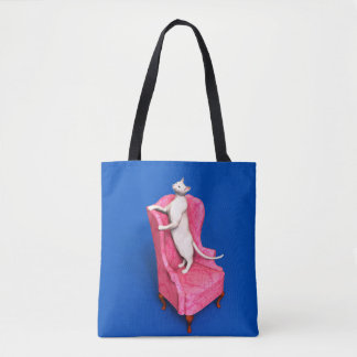 Witte oosterse kat tote bag